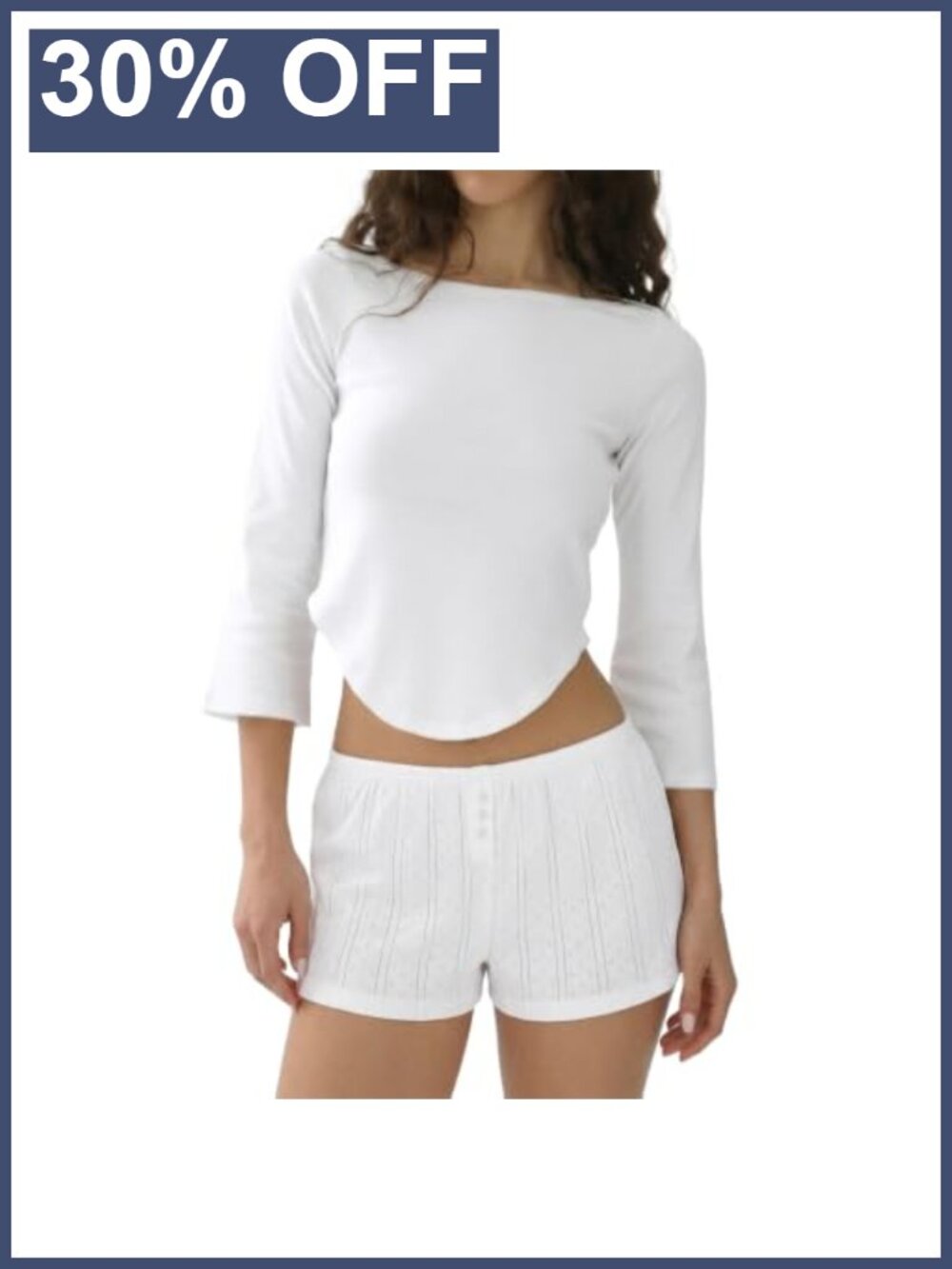 3/4 Sleeve Boat Neck Fitted Top Bell Sleeve Women's